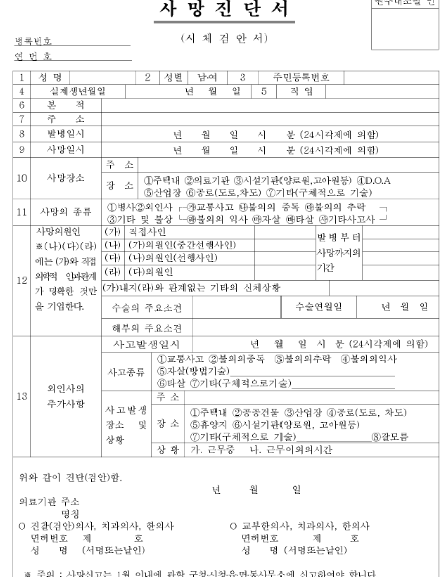 [최신] 장례절차_사망진단서