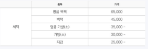 크린토피아 명품 세탁 가격