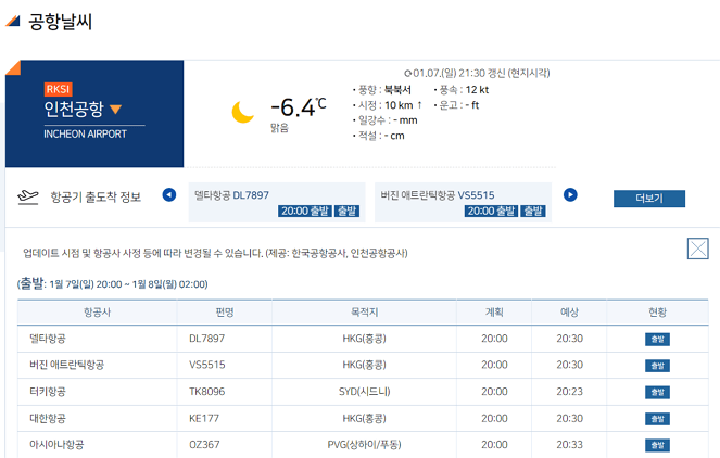 [최신] 인천공항 날씨 항공기상청 바로가기